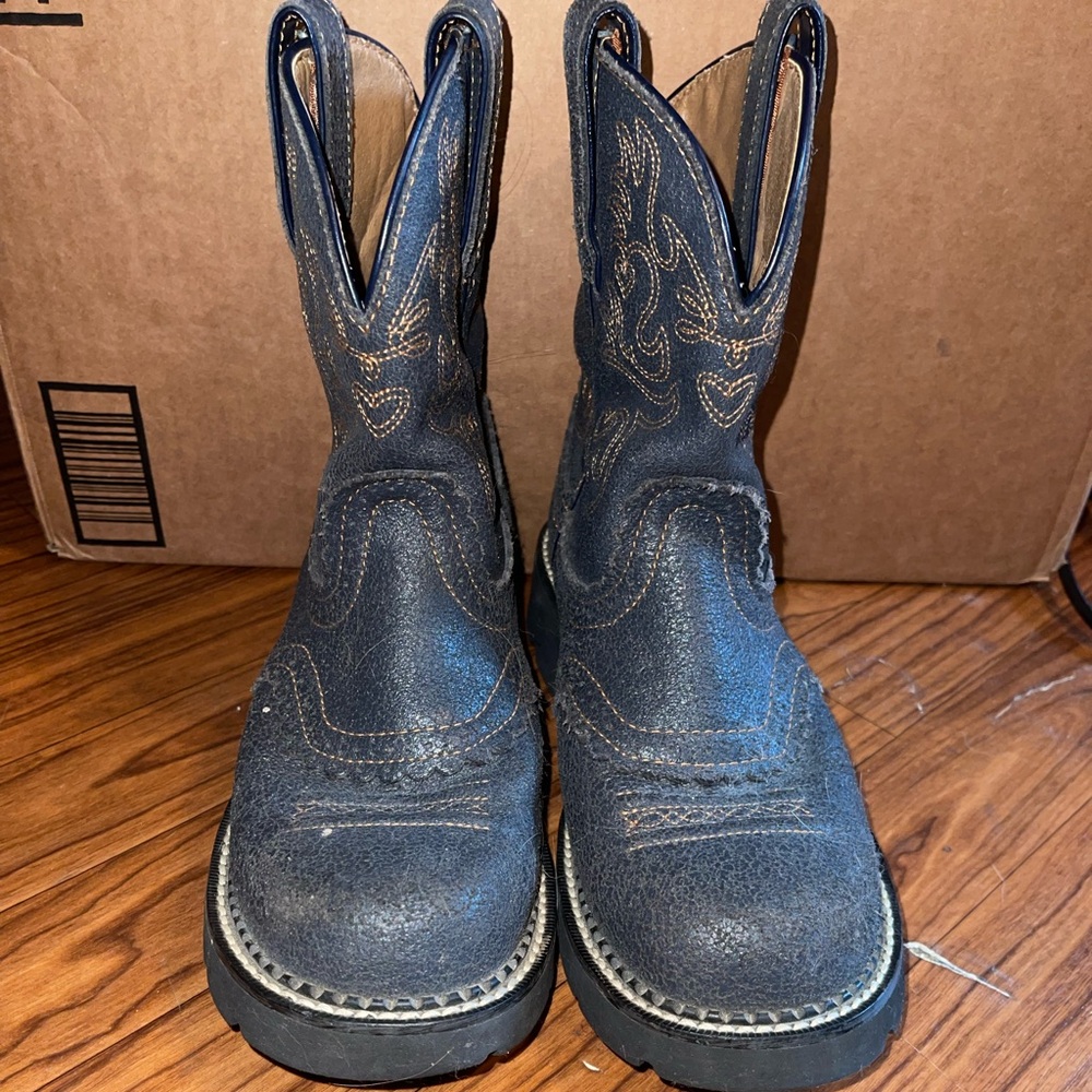 Ariat Tan and Blue Leather Boots